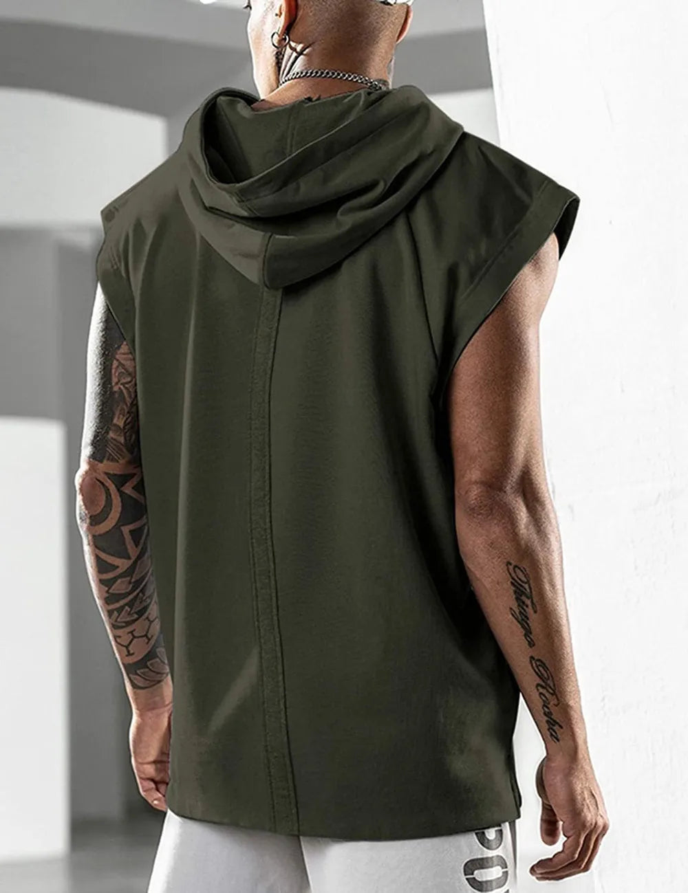 Men’s Sleeveless Hoodie Casual Workout Top