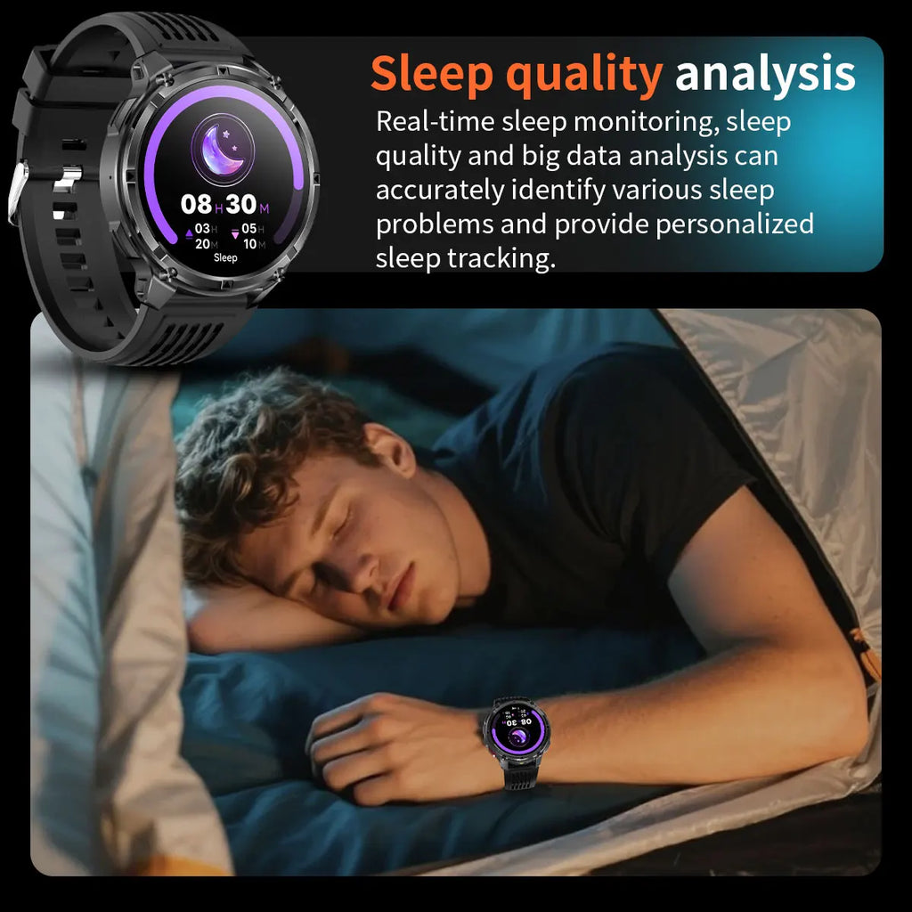 Men Smart Watch 1.7inch LED Flashlight HT33 BT Calling Outdoor Sports Compass Health Monitoring 1100mAh Large Battery Smartwatch