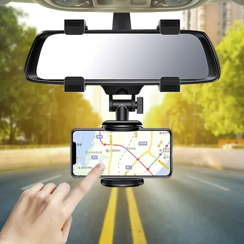 Adjustable Foldable Car Phone Holder Mount Bracket Universal Rearview Mirror GPS Navigation Clip Mobile Stand for Vehicle