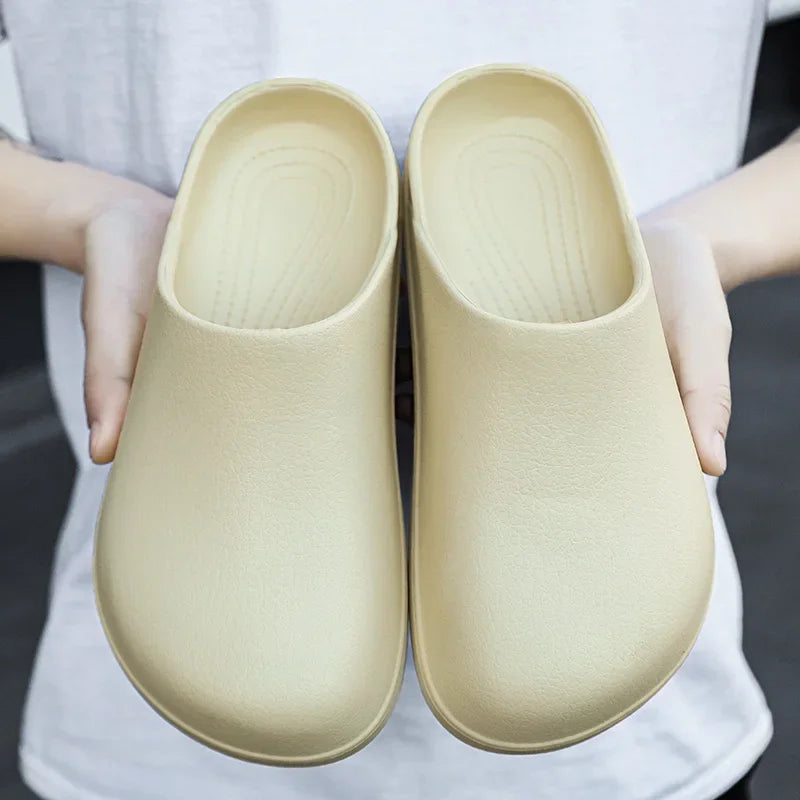 Mens Kitchen Chef Shoes Waterproof Garden Clogs Closed Toe Half Shoes Rubber Slippers Restaurant Hotel Working Summer Beach