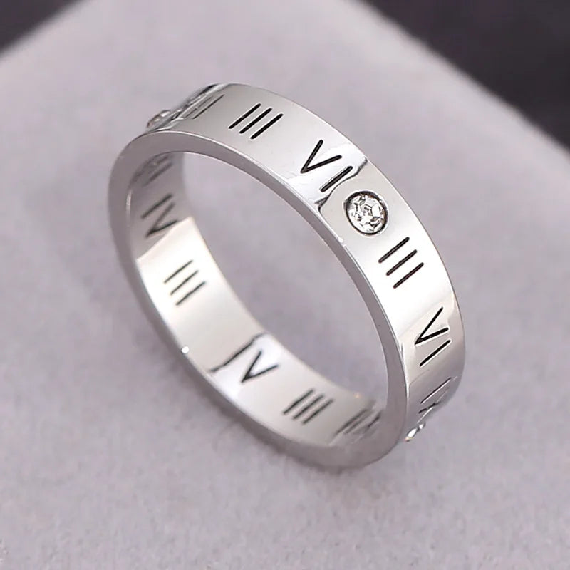 Roman Numeral Stainless Steel Ring – Unisex Fashion Band