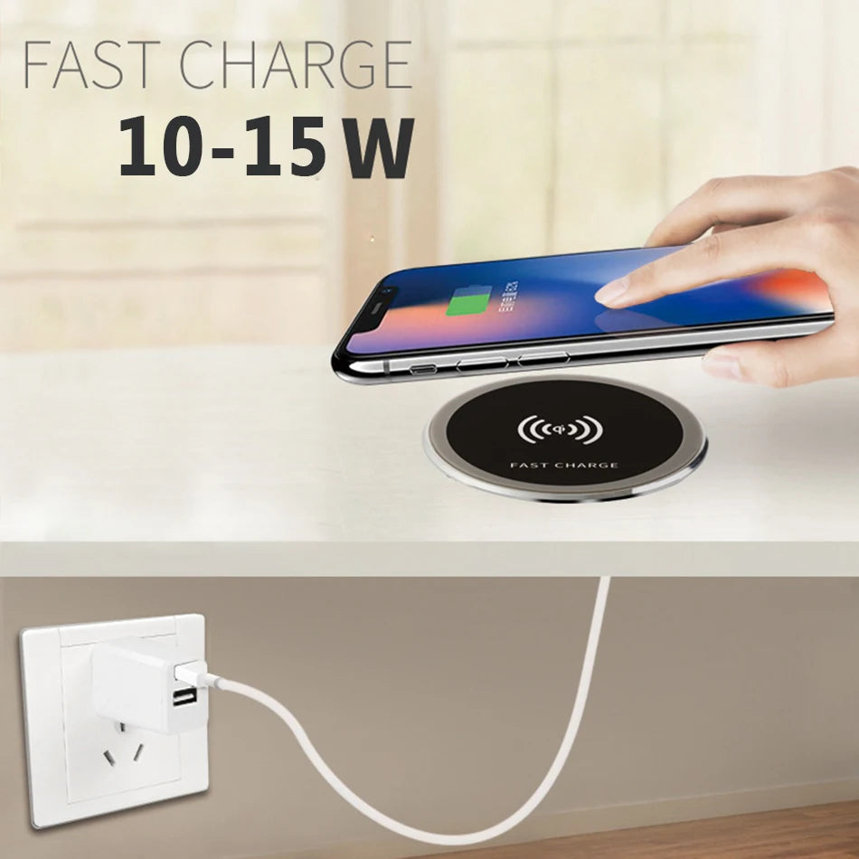 Desk Embeded Wireless Charger 15W Phone Charger 3.0 For xiaomi mi 11 10s Wireless Charging Pad For iphone 12 pro max x plus