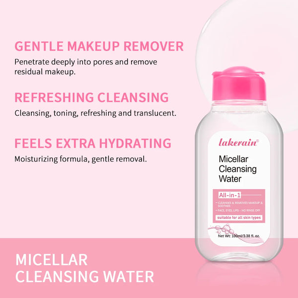 Micellar Cleansing Water Makeup Remover for Face and Eyes