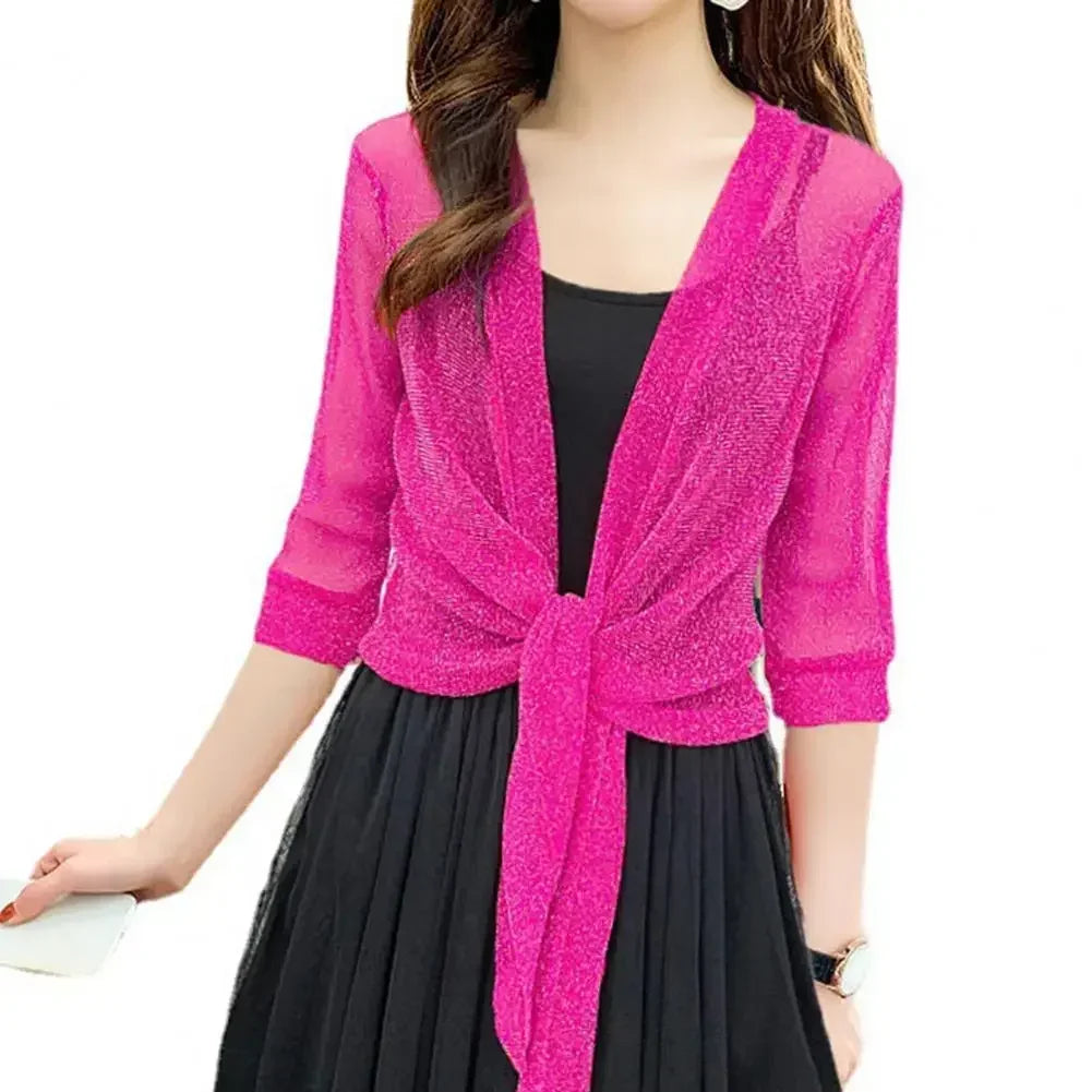 Breathable Plus Size Lace Cropped Shrug Cardigan Women's 2025 Summer Oversized Mesh Cover Up Bolero Beach Outerwear Women Tops