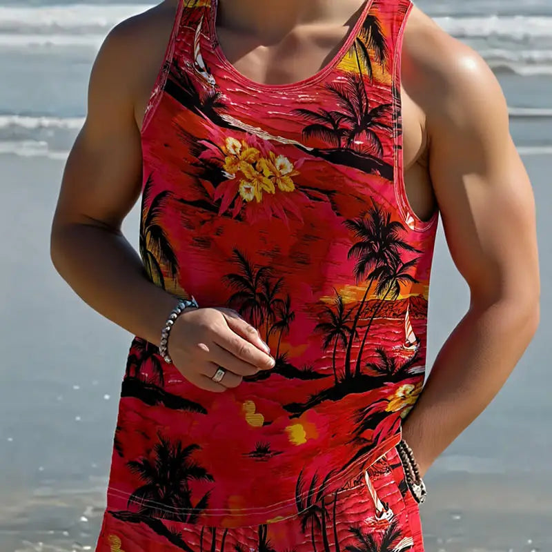 Men’s Sleeveless Printed Summer Tank Top