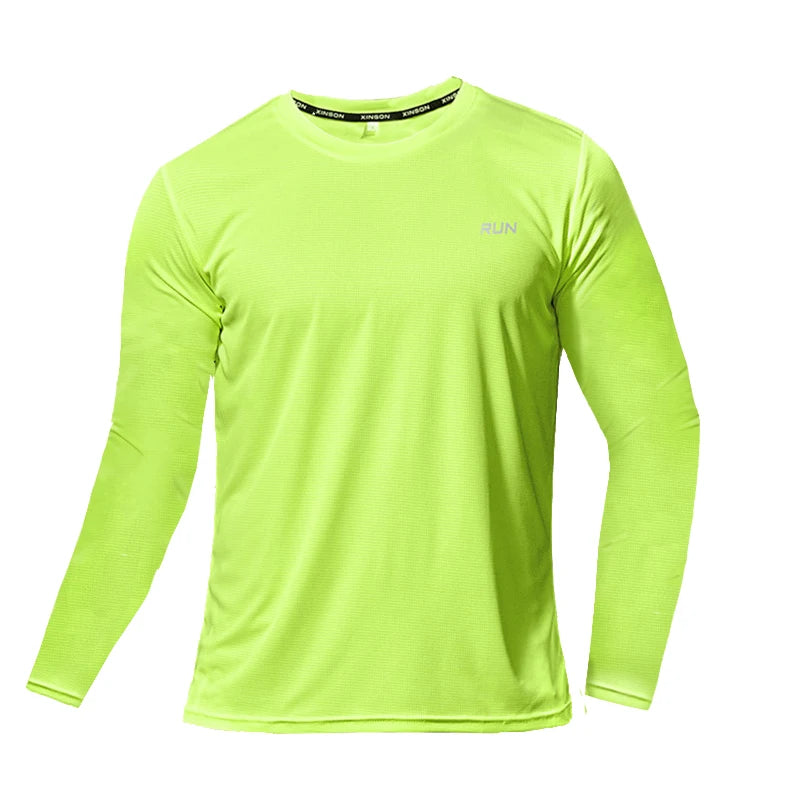 Summer Ice Silk Long Sleeve T-Shirt Men New Quick Dry Breathable Air Conditioning Outdoor Sun Protection Running Outer Wear