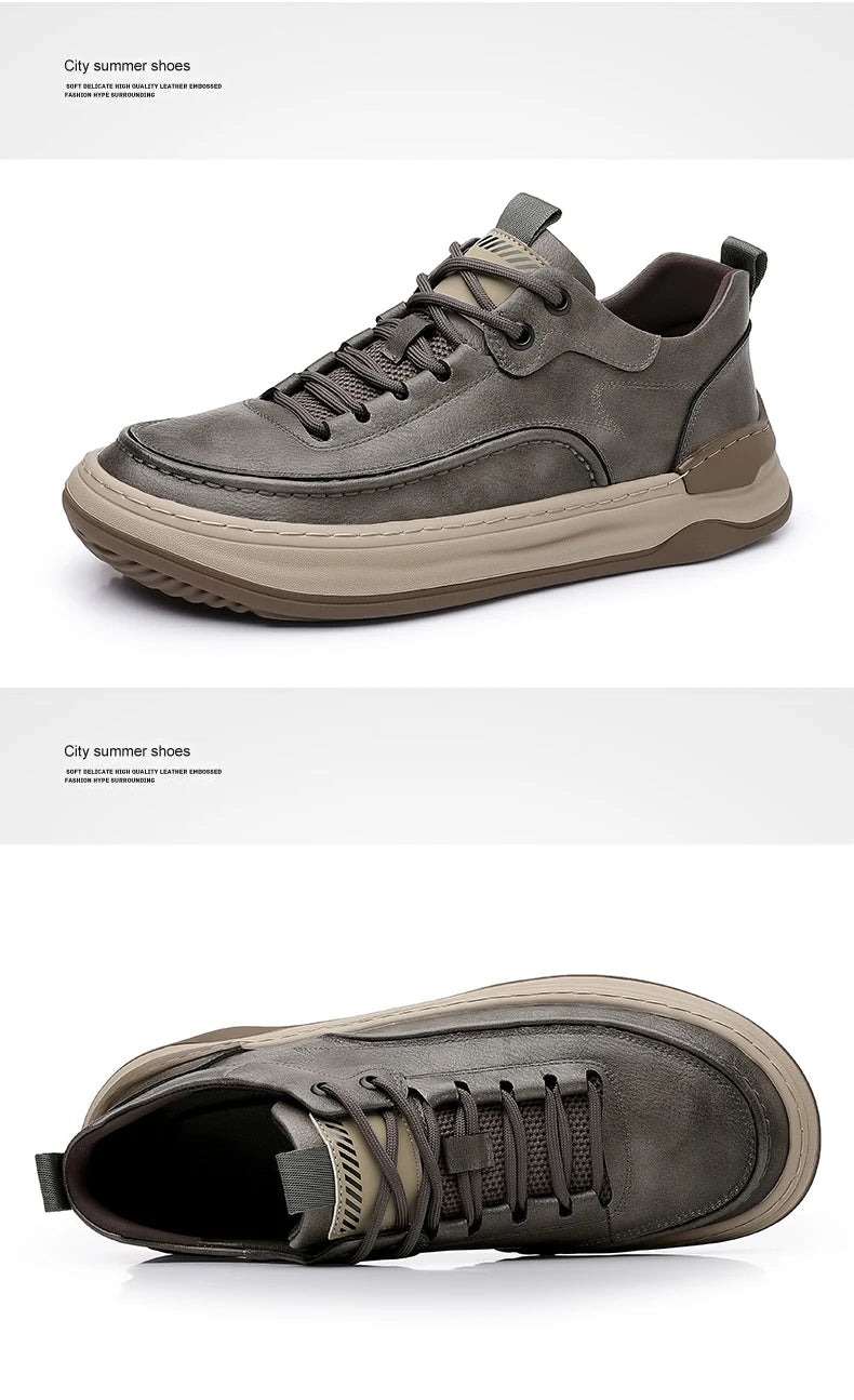 Sport Shoes Genuine Leather Men's Shoes  Brand Casual Shoes Lace up Mens Sneakers Italian Breathable Tenis  Skateboard Shoe