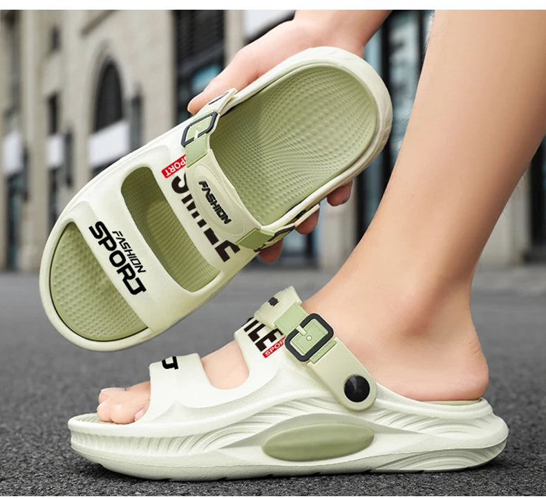 Fashion Trend Men's Shoes Flat Men's Sandals Summer 2025 Thick Soles Soft Comfortable Non-slip Beach Sandals Outdoor Slippers