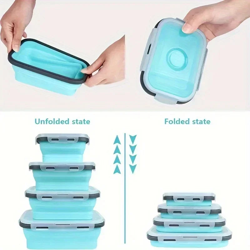 Collapsible Food Storage Containers with Airtight Lids – Reusable Lunch & Meal Prep Boxes”
