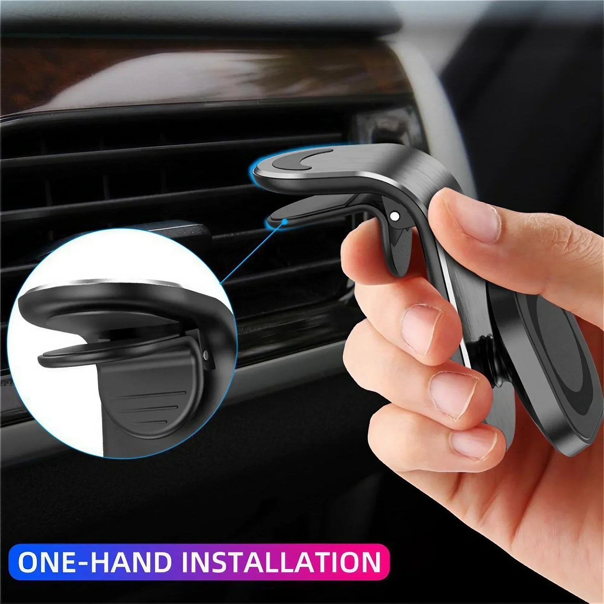 Magnetic Car Phone Mount - Strong L-Type Navigation Stand, 360° Rotation, Universal Fit for All Models, Holder for Smartphones
