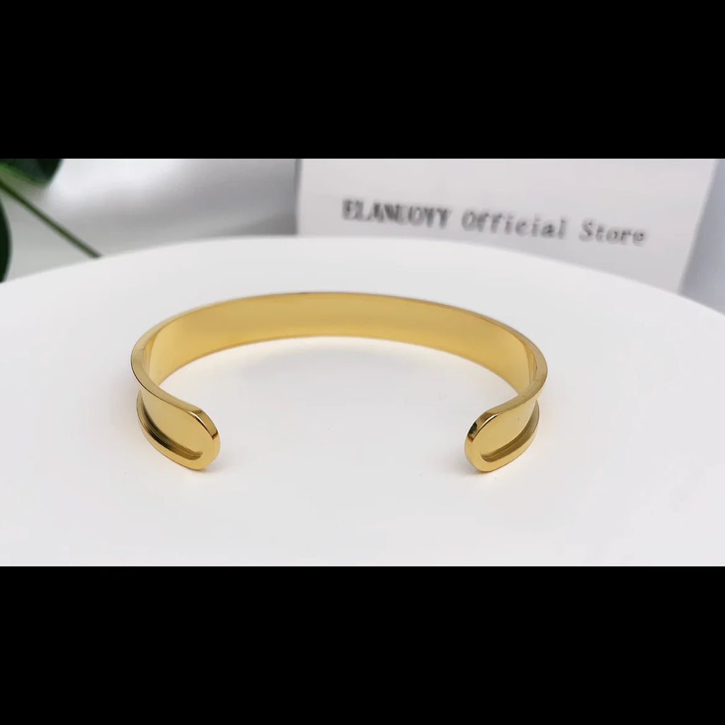 Stainless Steel Open Cuff Bracelet – Unisex Fashion Bangle