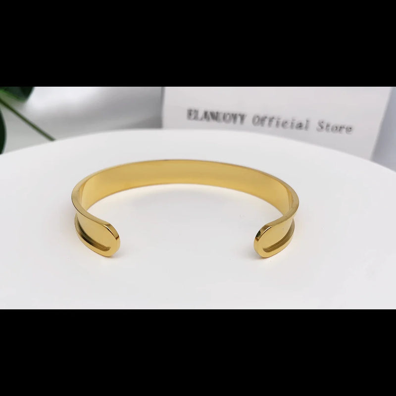 Stainless Steel Open Cuff Bracelet – Unisex Fashion Bangle
