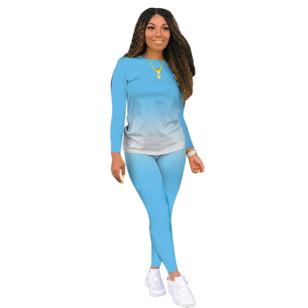 Women’s Plus Size Long Sleeve Gradient Top Casual Slim Fit Shirt