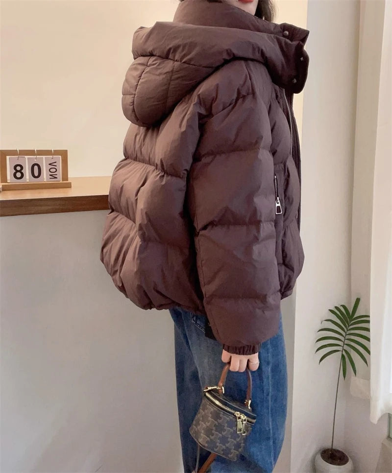 Women’s Winter Puffer Jacket – Warm Hooded Zip-Up Parka Coat