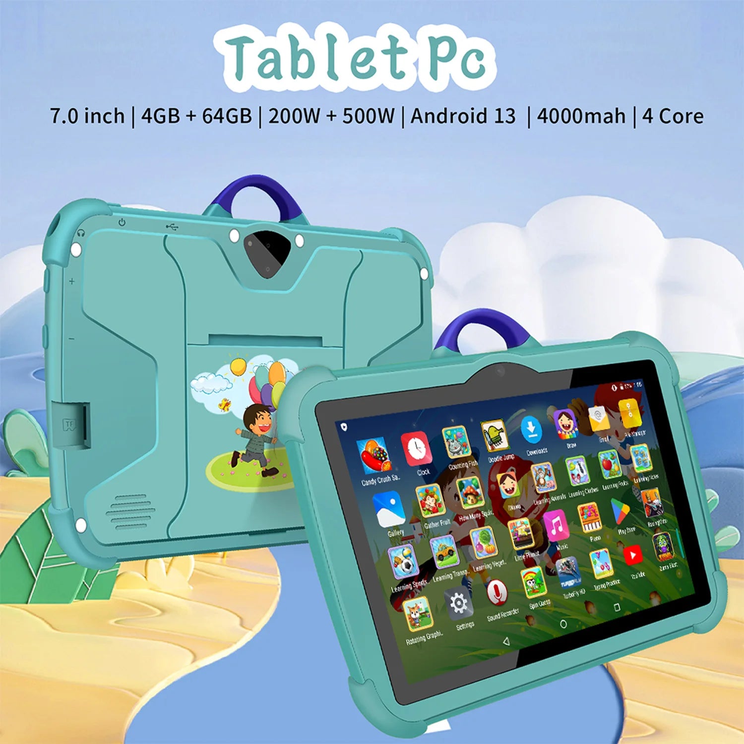 New 7 Inch Google Learning Education Games Kids' tablet Quad Core 4GB RAM 64GB ROM 5G WiFi Tablets Cheap Simple Children's Gifts