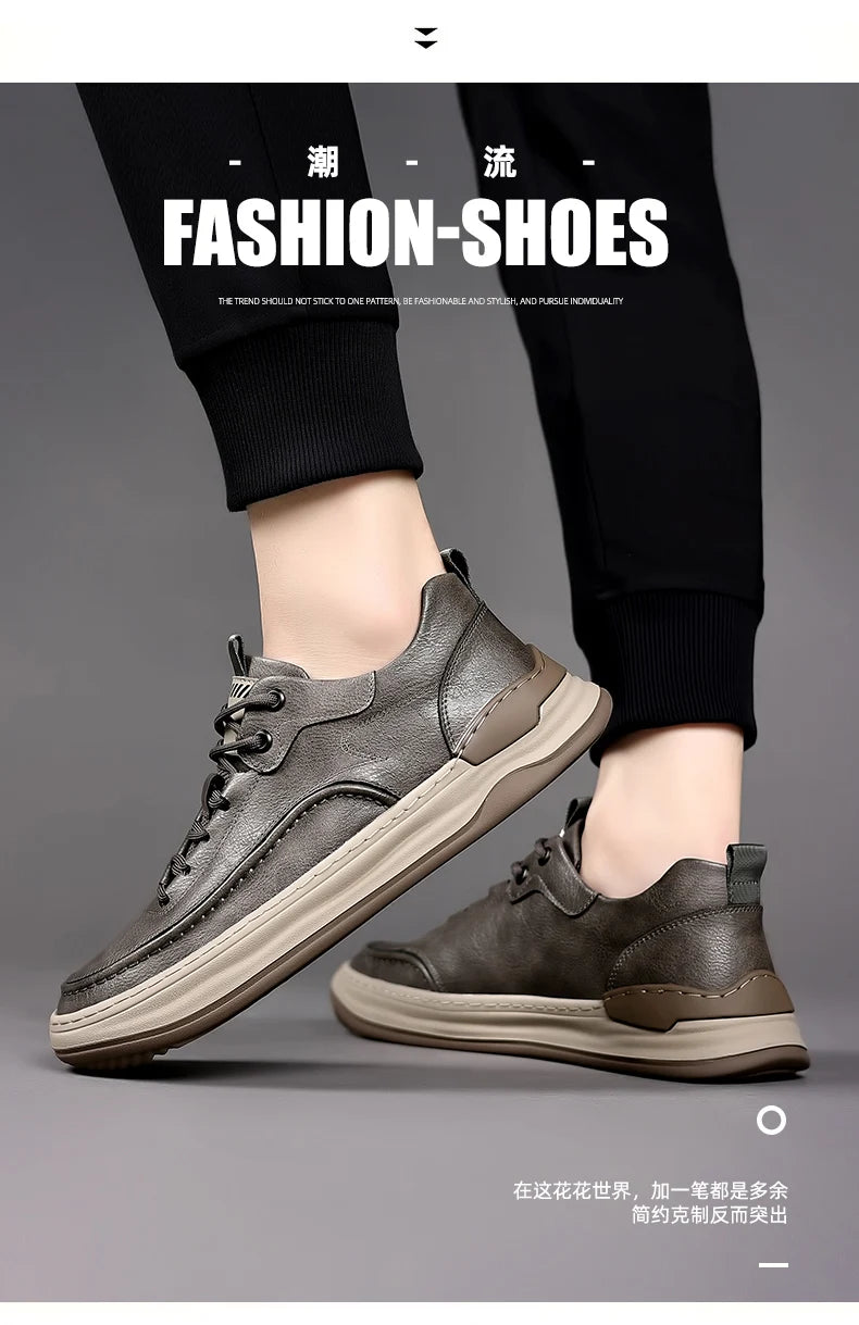 Sport Shoes Genuine Leather Men's Shoes  Brand Casual Shoes Lace up Mens Sneakers Italian Breathable Tenis  Skateboard Shoe