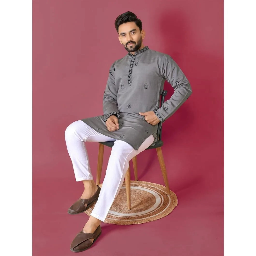 Men’s Kurta Caftan Robe – Long Sleeve Ethnic Traditional Wear