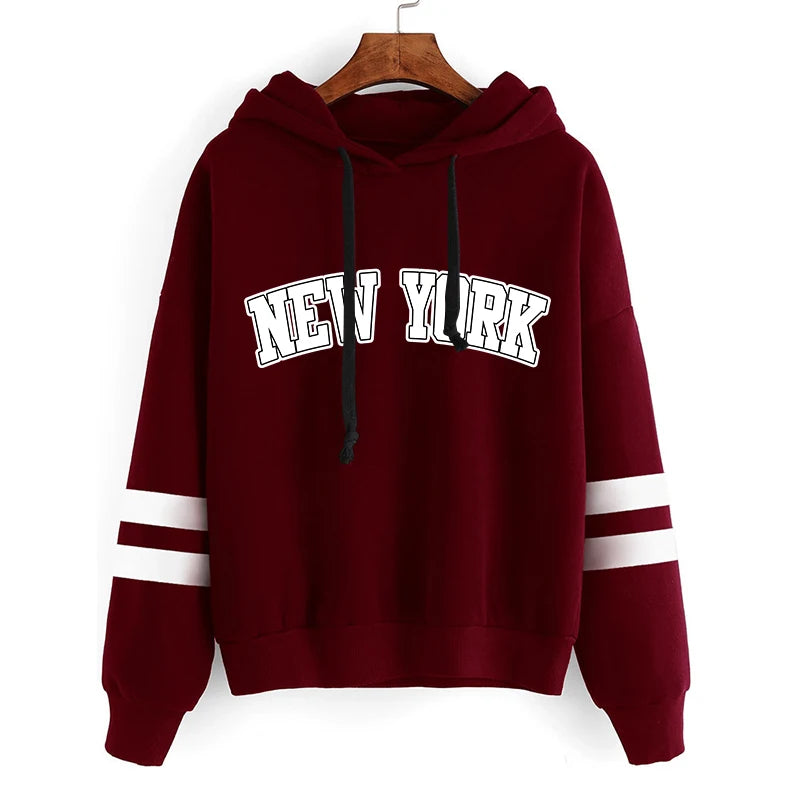 Women’s Hoodie & Jogger Tracksuit Set – Casual New York Print Outfit