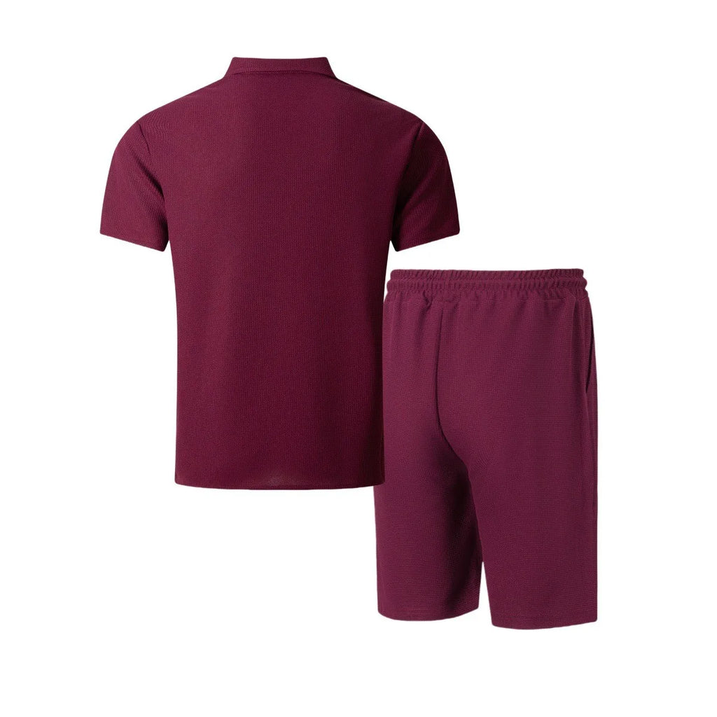 Men’s Two-Piece Casual Short Set with Button Pockets