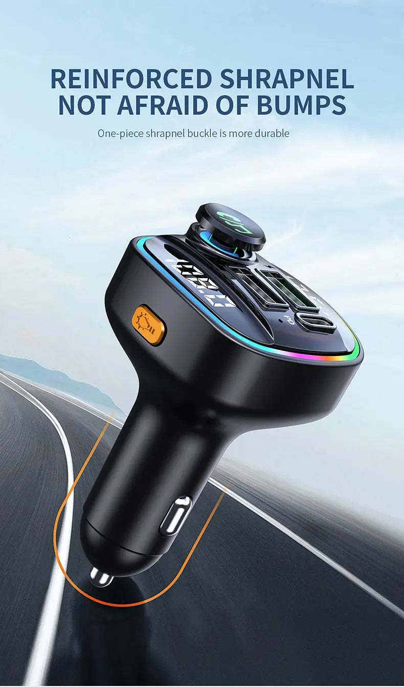 Bluetooth 5.0 FM Transmitter 22.5W USB Quick Charge Car Radio Modulator Handsfree MP3 Player with Car Adapter