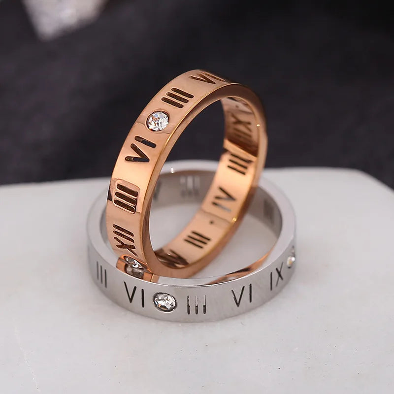 Roman Numeral Stainless Steel Ring – Unisex Fashion Band