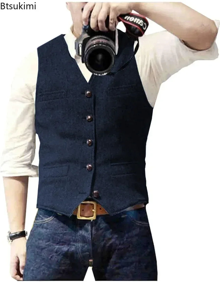 Men’s Formal Slim Fit Vest with Button Closure
