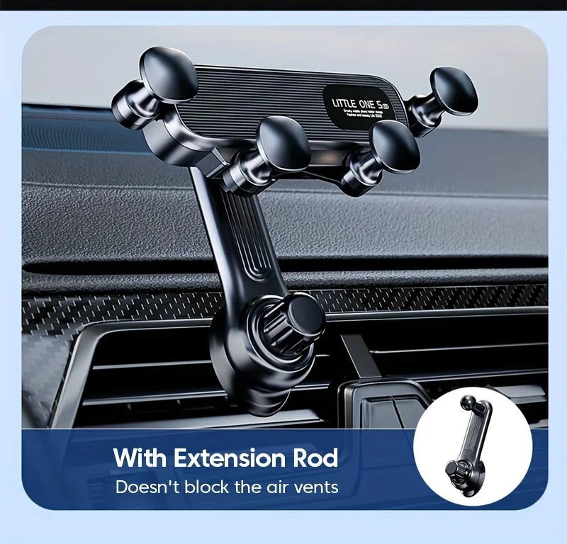 New Gravity Car Phone Holder - Strong Air Vent Clip Mount Adjustable Mobile Cell Stand for Hands-Free Driving