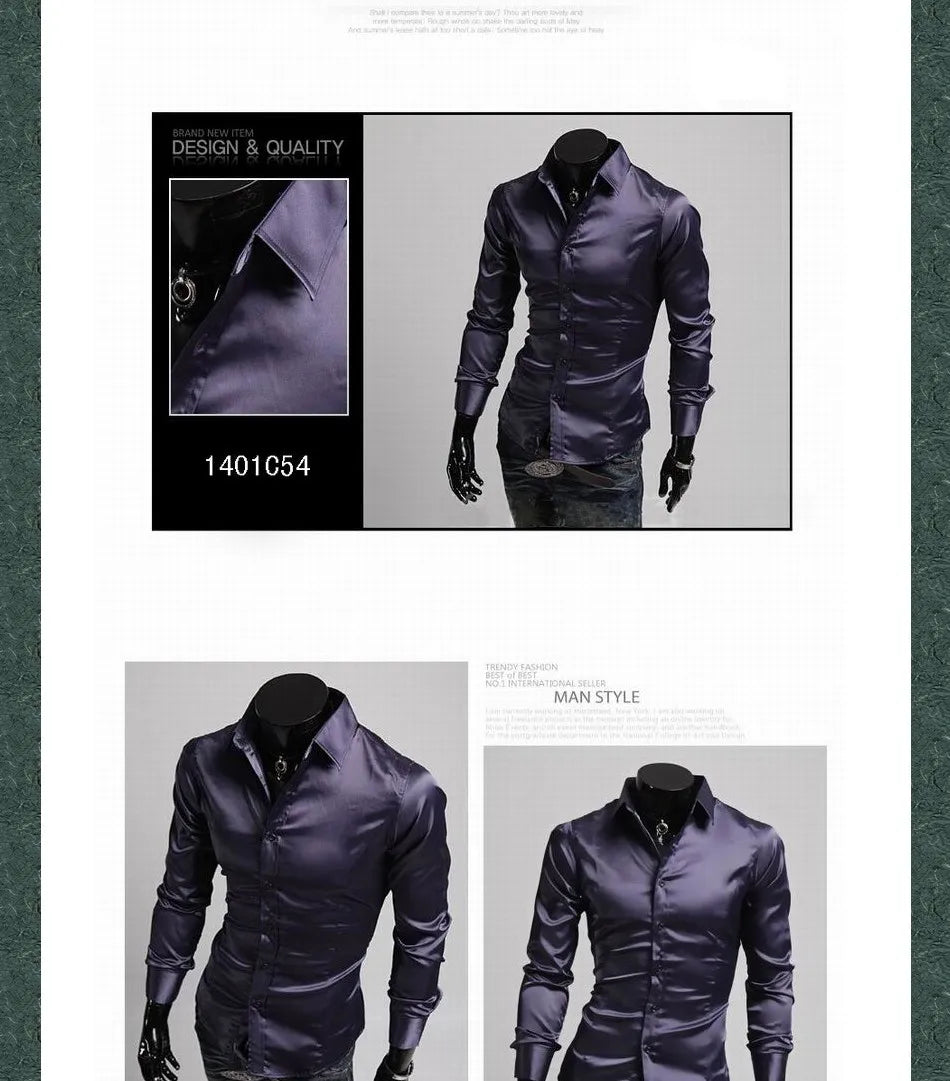 Men’s Long-Sleeve Velour Dress Shirt