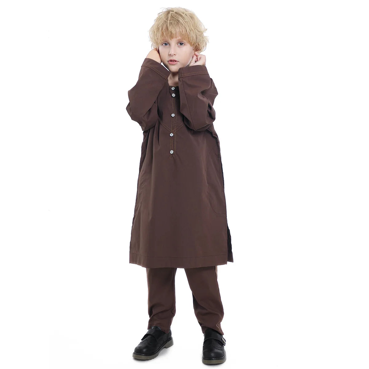 Boys Islamic Thobe – Kids Long Sleeve Traditional Robe