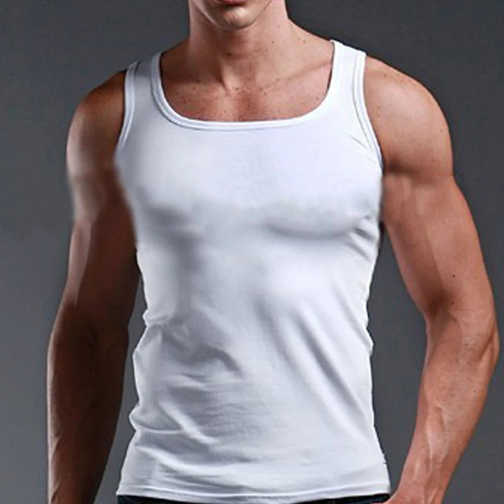 Men's Pure Cotton Tight Vest Casual Sports Tank Tops Middle-aged Sleeveless Basic Tops Quick Drying Bodybuilding Vest