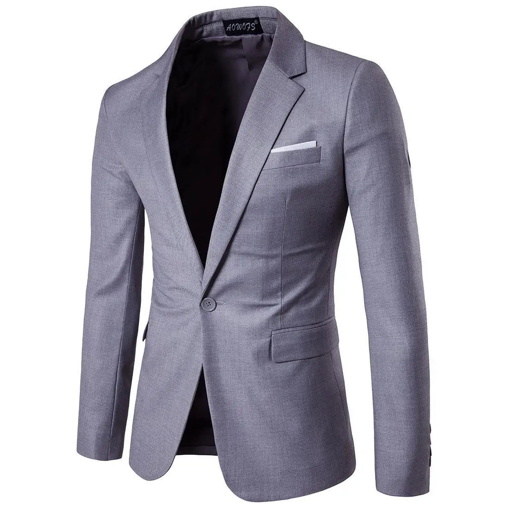 Men Blazer Single Button Cardigan Full Sleeve Slim Fit Turn Down Collar Top Blazer Solid Smart Casual Outwear Spring 2025