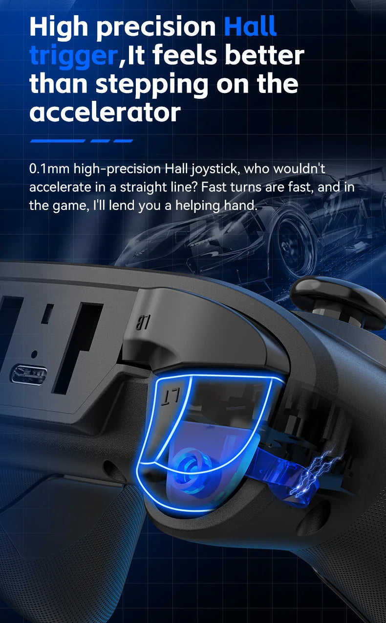Gwireless  mobile game controller with Hall trigger and Hall joystick supporting switch/pc/android/IOS