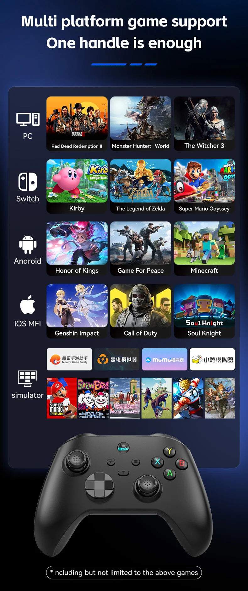 Gwireless  mobile game controller with Hall trigger and Hall joystick supporting switch/pc/android/IOS