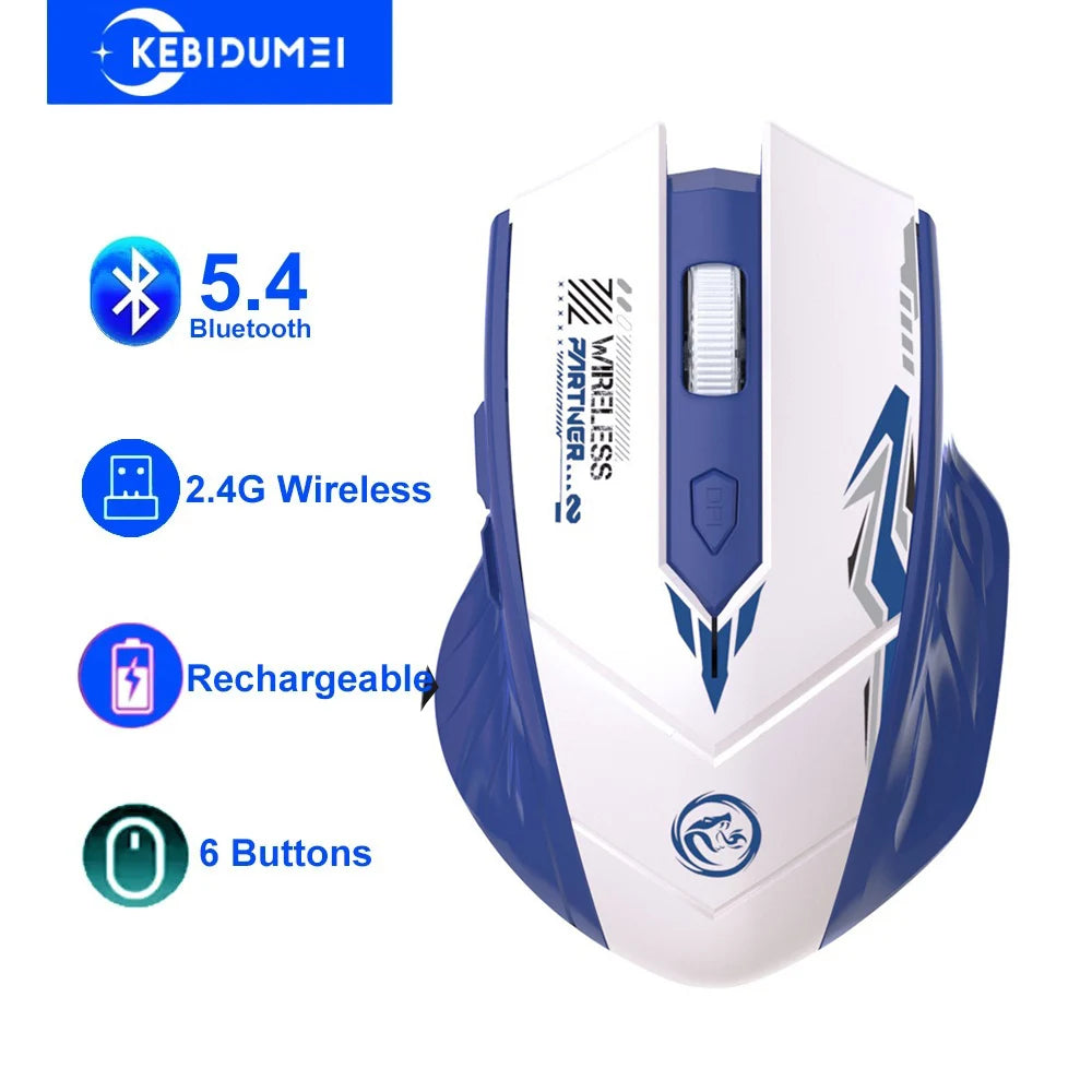 Bluetooth 5.4 Mouse Dual-Mode 2.4G Wireless Mouse 6 Buttons Gaming Mouse Office Silent Mice Rechargeable Mouse