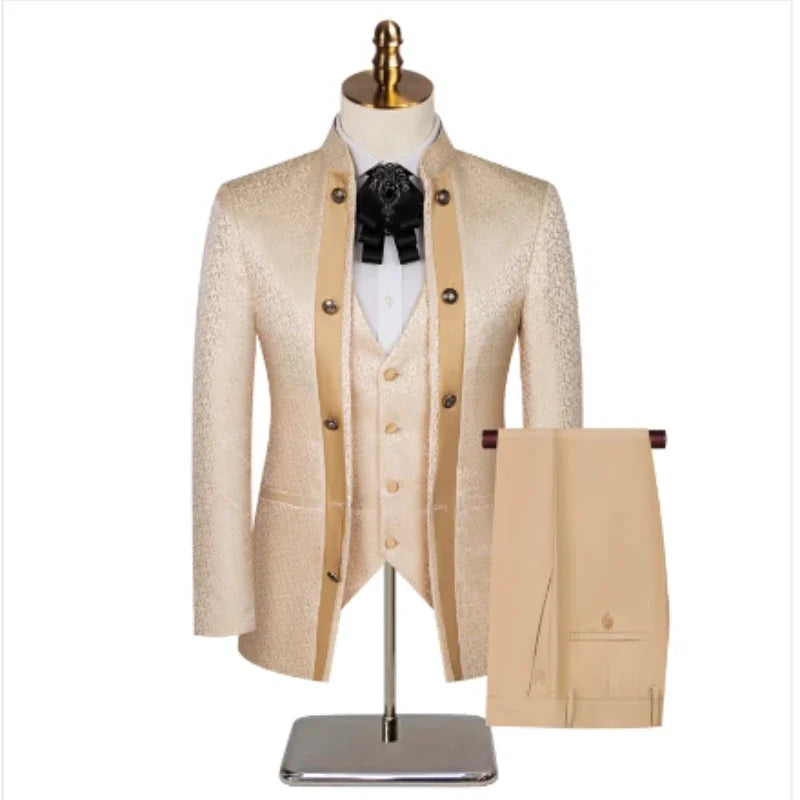 Men’s Slim-Fit Formal 3-Piece Suit Set