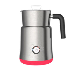Milk Frother & Steamer – 4-in-1 Electric Hot and Cold Foam Maker for Coffee, Latte, Cappuccino, Stainless Steel with Auto Shut-Off (Silver/Black)