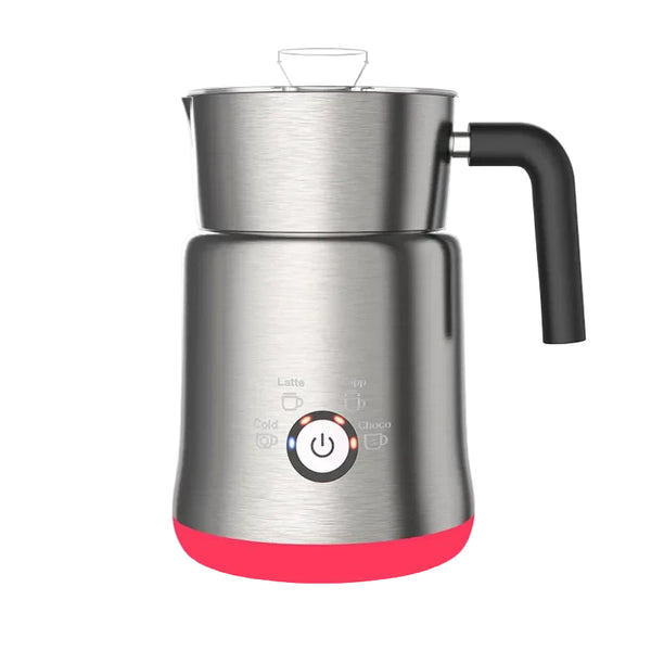Milk Frother & Steamer – 4-in-1 Electric Hot and Cold Foam Maker for Coffee, Latte, Cappuccino, Stainless Steel with Auto Shut-Off (Silver/Black)