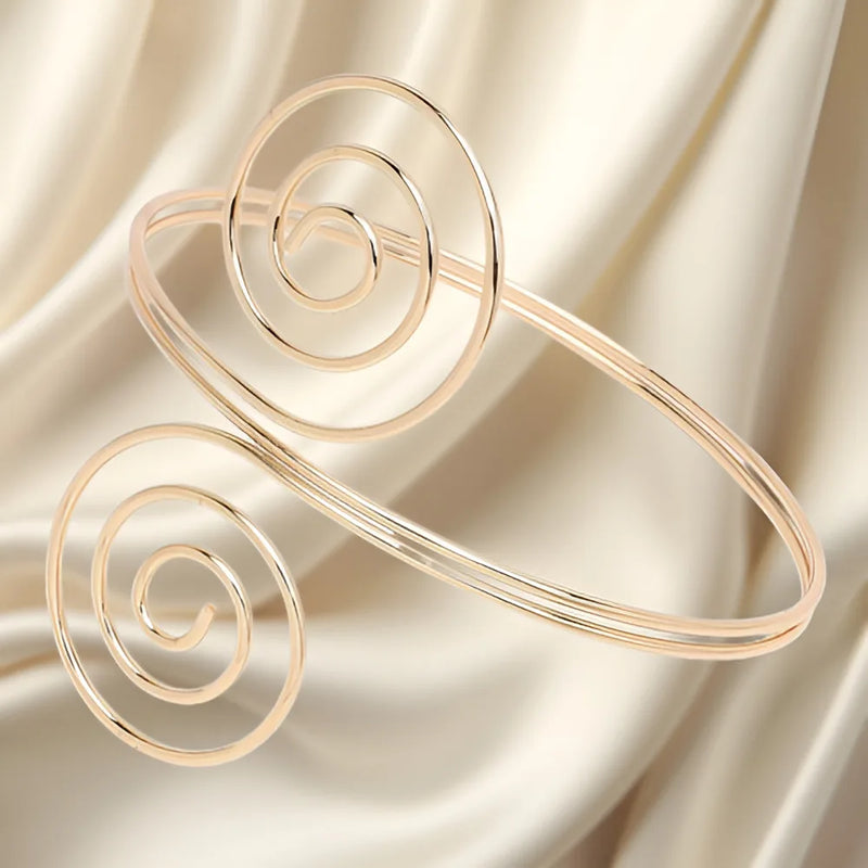 Spiral Shape Adjustable Arm Bangle for Women