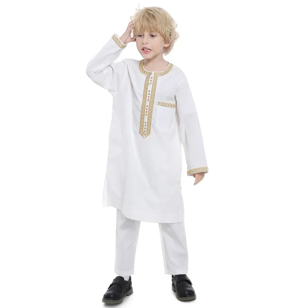 Boys Islamic Thobe – Kids Long Sleeve Traditional Robe