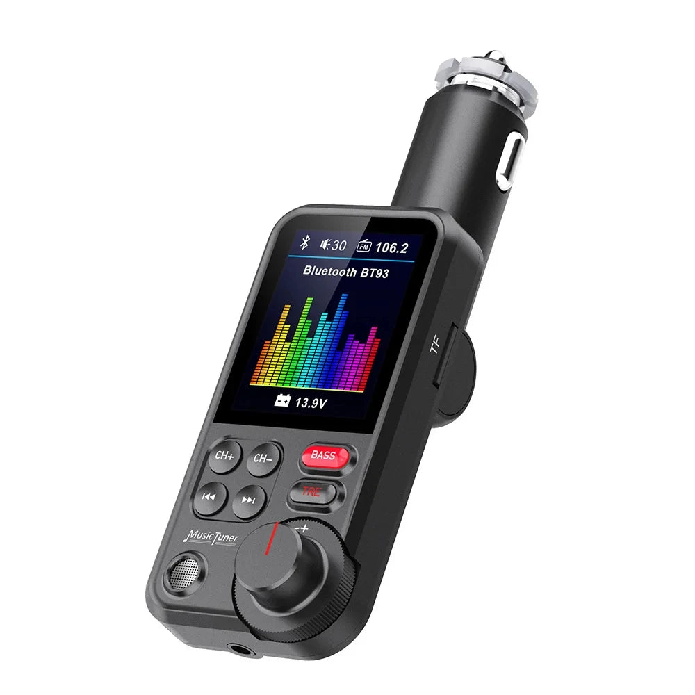 Bluetooth-compatible Car Wireless FM Transmitter Radio Adapter Fast Charging Treble Bass Sound Music Car MP3 Player Aux QC3.0