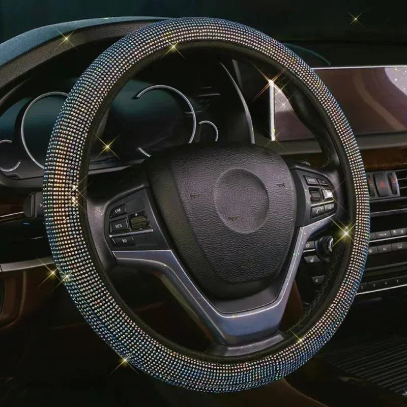 37/38cm Car Steering Wheel Cover Universal Bling Diamond Rhinestones Elasticity Interior Car Accessories for Four Seasons