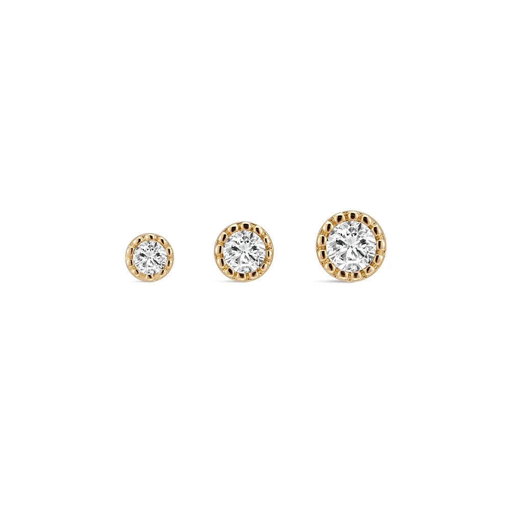 CANNER 1PC 2/2.5/3mm G23 Titanium 14K Solid Gold CZ Piercing Flat Back Stud Earring Women Hypoallergenic Classic Ear Bone Gift