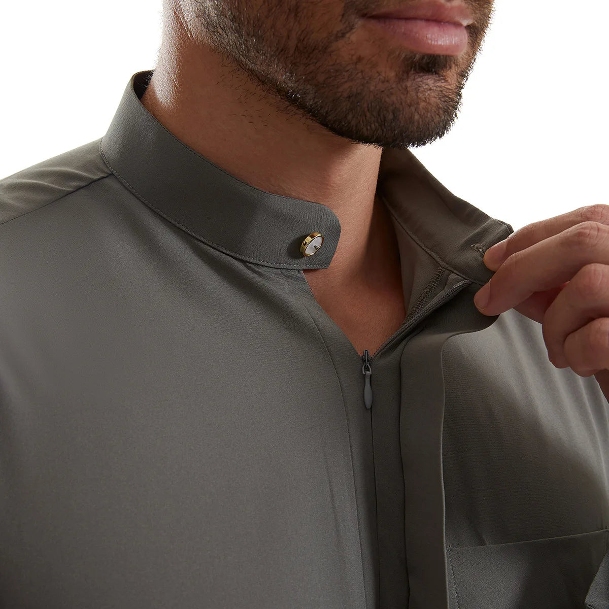 Men’s Muslim Abaya Kaftan Thobe – Long Sleeve Pullover Robe