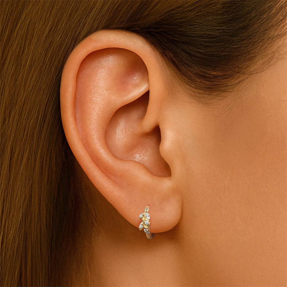 CANNER 925 Sterling Silver Wheat Ear Zircon Hoop Earrings For Women Ins Simple Earrings Jewelry Gift boucles d'oreilles femme