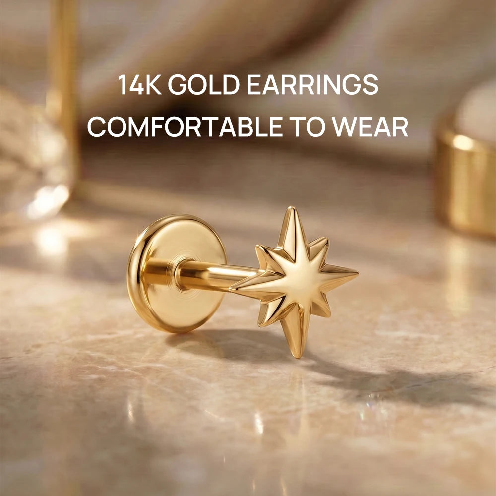 Solid Gold G23 Titanium WaterDrop/Horse Eye Love Geometric CZ Piercing Earring Women Dainty Ear Bone Anniversary Gift