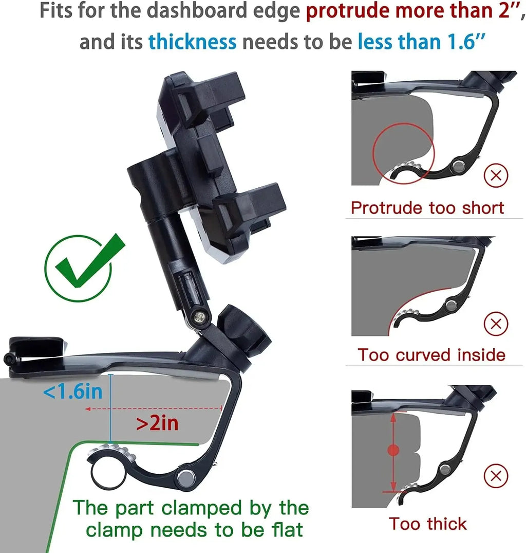 Car Phone Holder Mount for Dashboard, 1200° Rotating Cell Phone Holder for Car, Universal Big Clamp Car Phone Mount Compatible W
