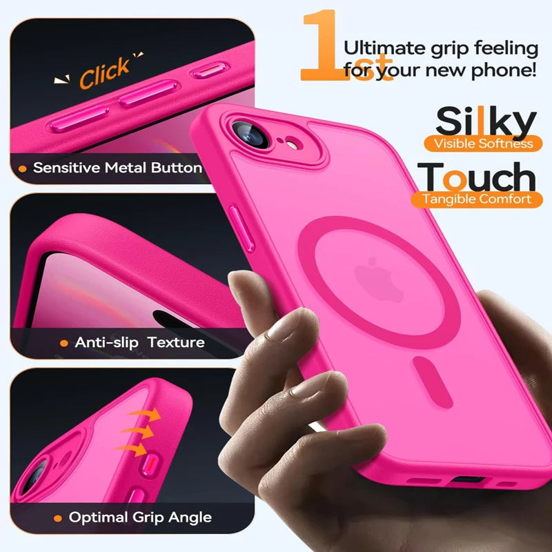 Luxury Matte Hard Case For iPhone 17E 16E 17 16 15 14 13 12 11 Pro Max iPhone17e iPhone16e for Magsafe Charge Translucent Cover