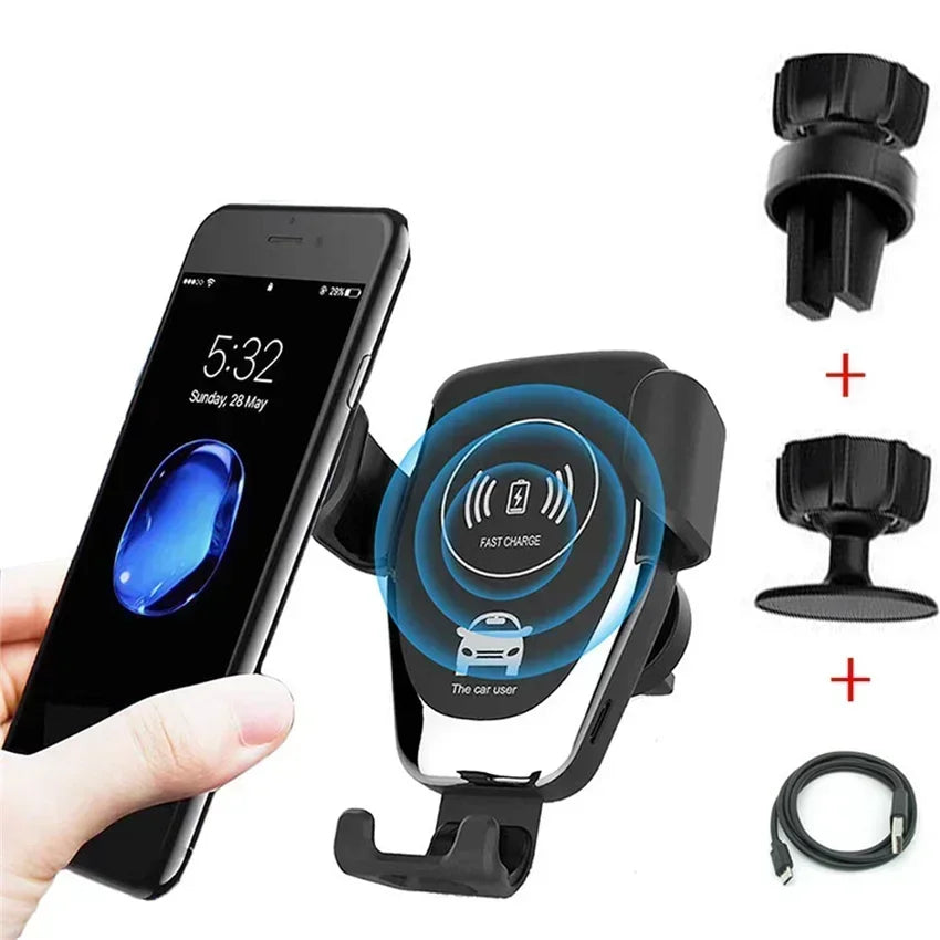 Car Wireless Charger Holder for iPhone 15/14/13/12/11 pro XS Max XR Samsung Fast Charging Mount Compatible with Multiple Models