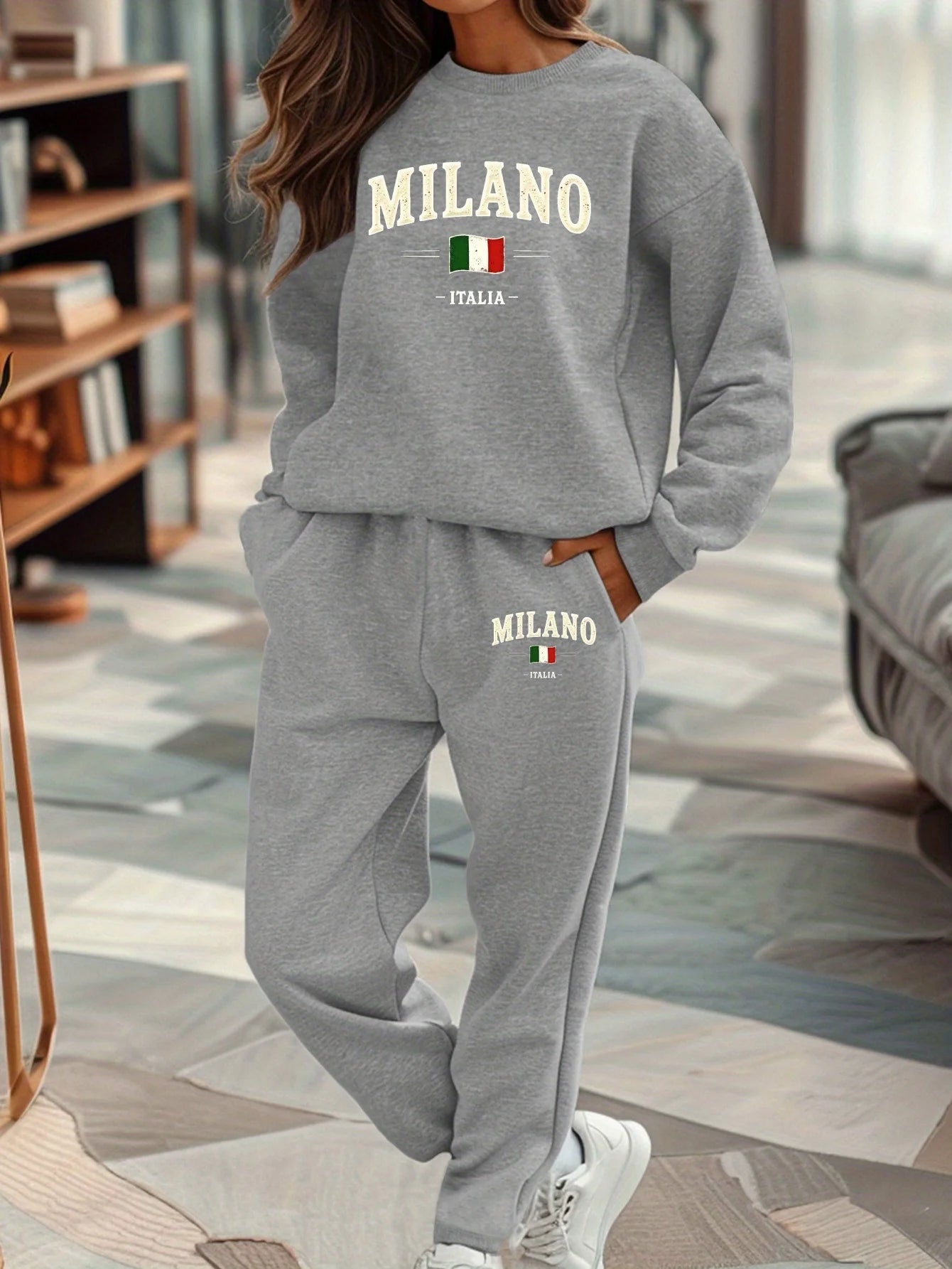 Women’s Warm Hoodie Sweatpants Set Plush Fleece Two Piece Outfit