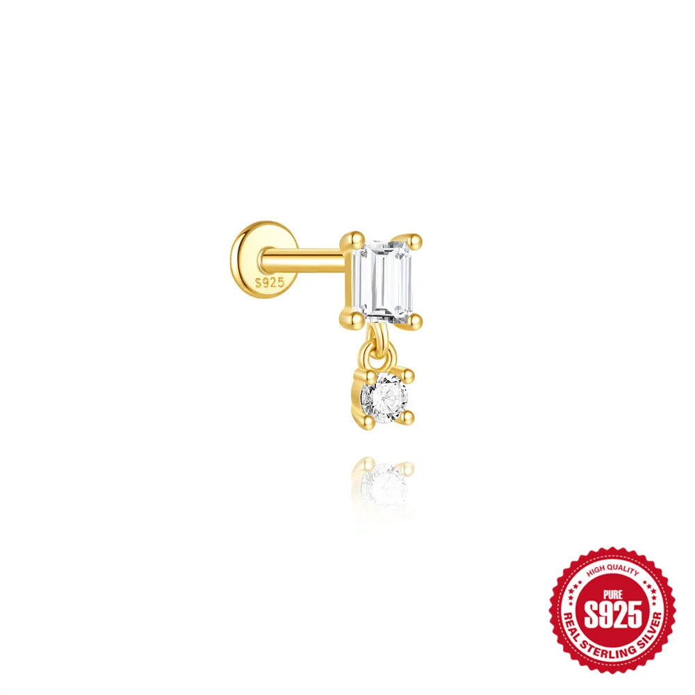 CANNER 1PC 925 Sterling Silver Eight-pointed Star CZ Piercing Earring For Women Ins Tassel Chain Earring Goldfish Jewelry Gift